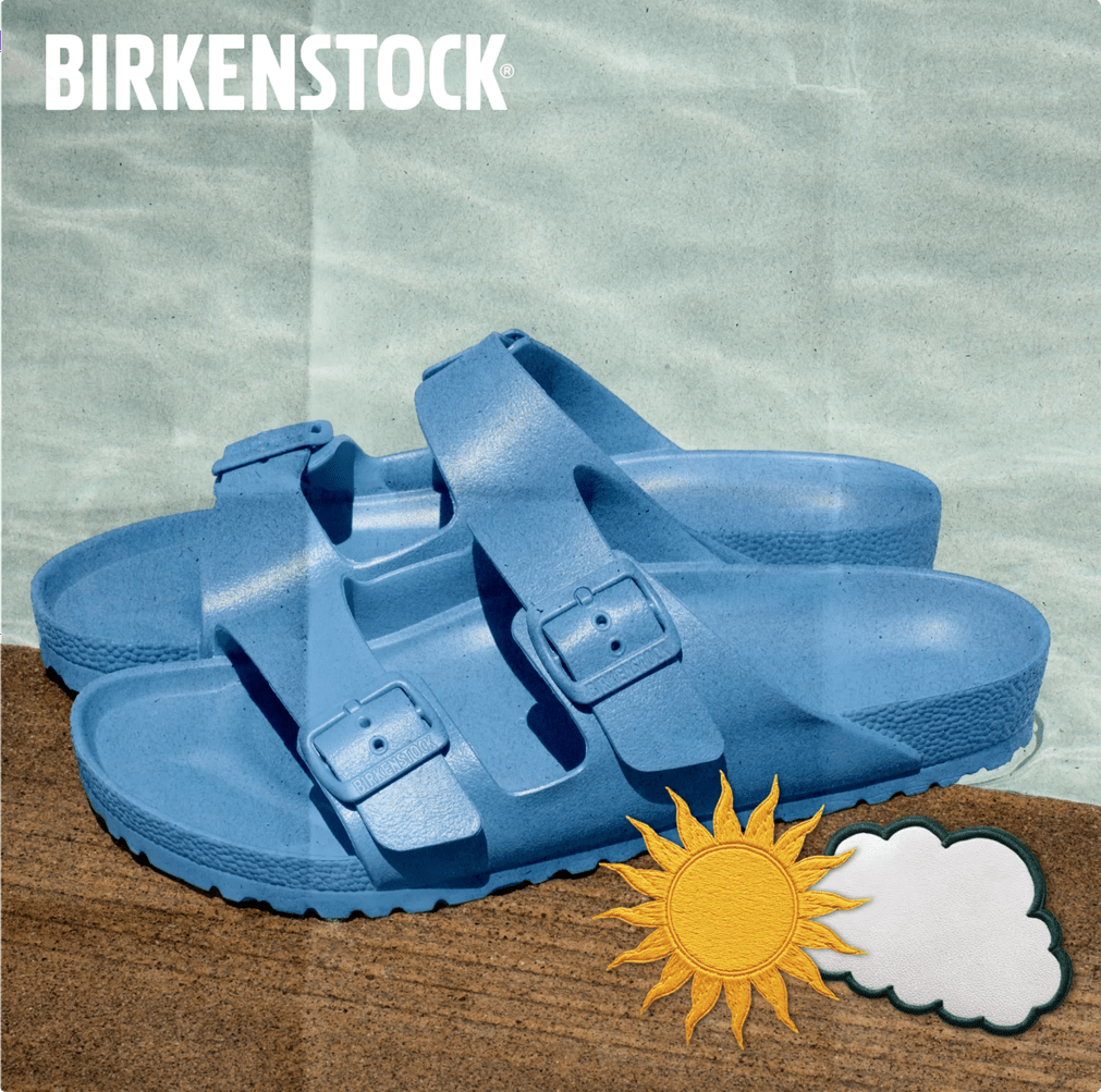 Featuring a pair of Birkenstock sandals.