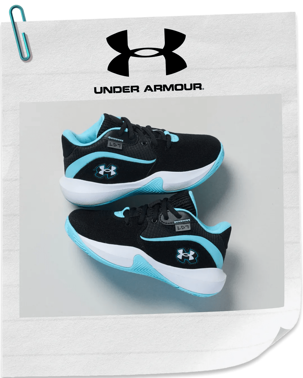 Featuring a pair of kids' Under Armour sneakers.