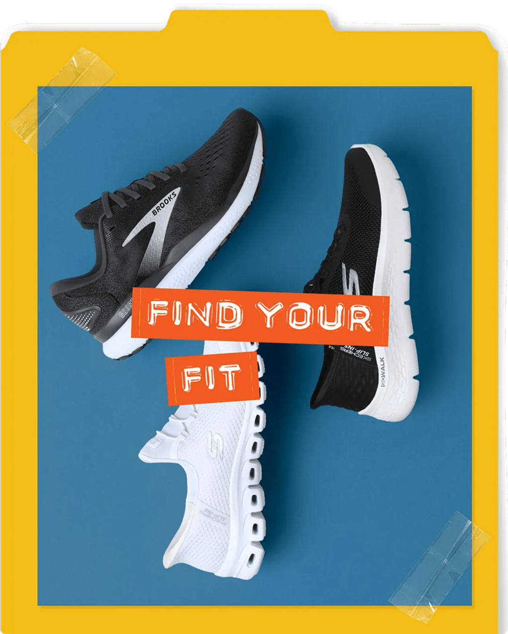Featuring an assortment of athletic sneakers