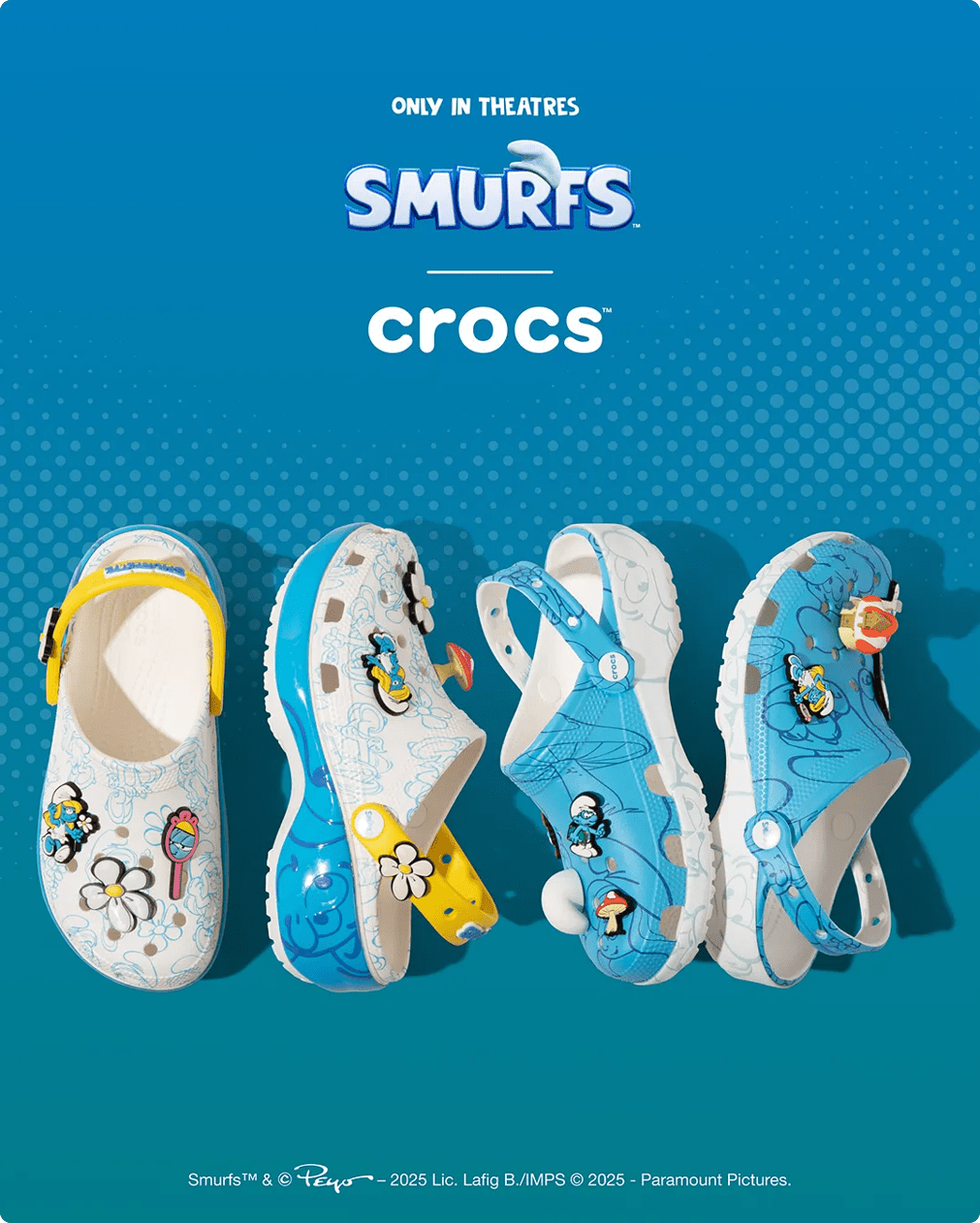 Click to shop the Smurfs Crocs Drop