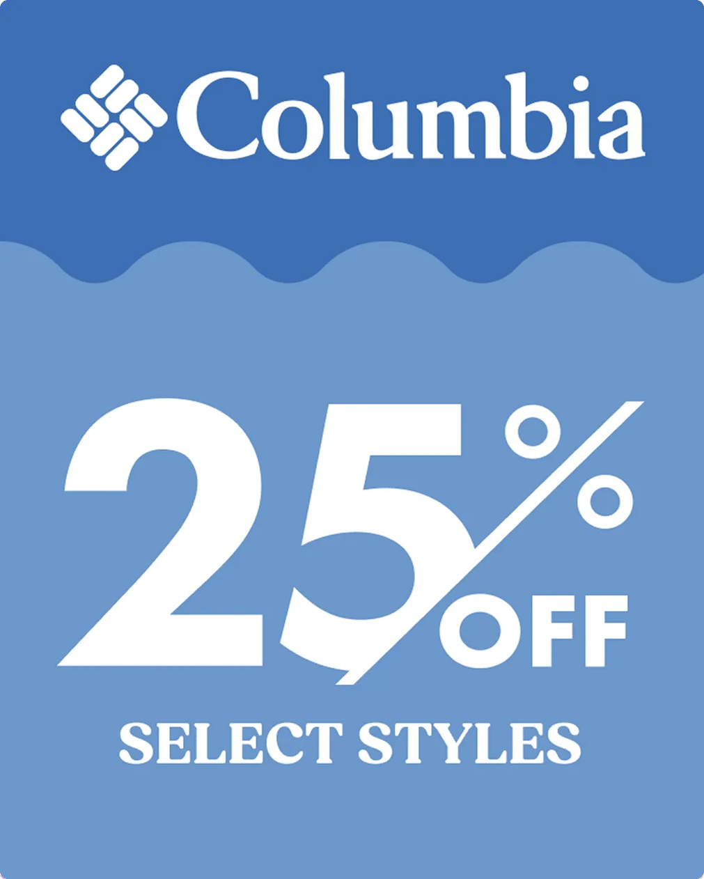 25% off select styles from Columbia.