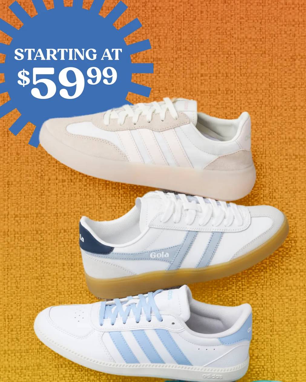 Featuring an assortment of women's and men's sneakers.