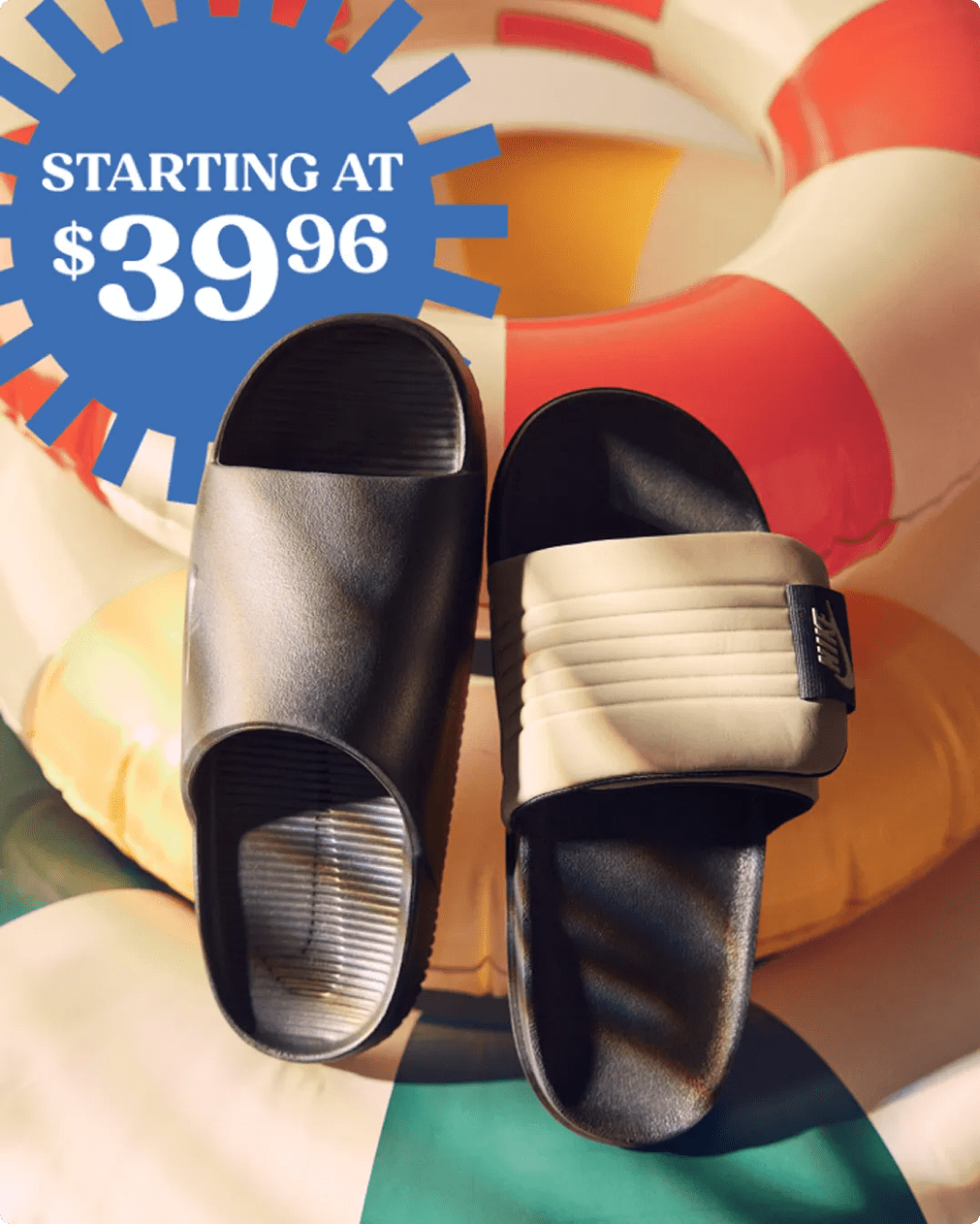 Featuring an assortment of Men's Nike slide sandals.