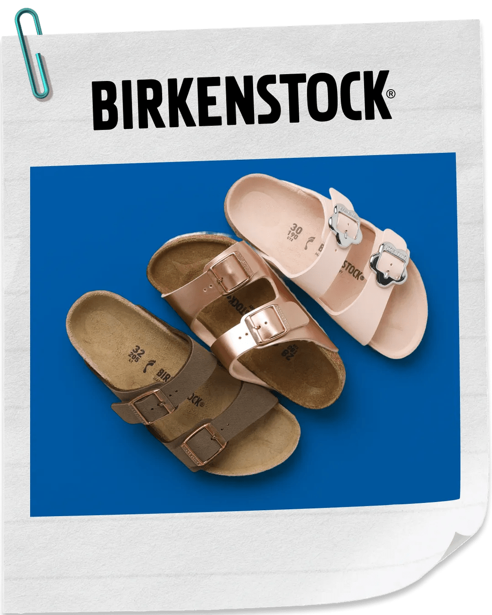 Featuring three pairs of Birkenstocks in various colors.
