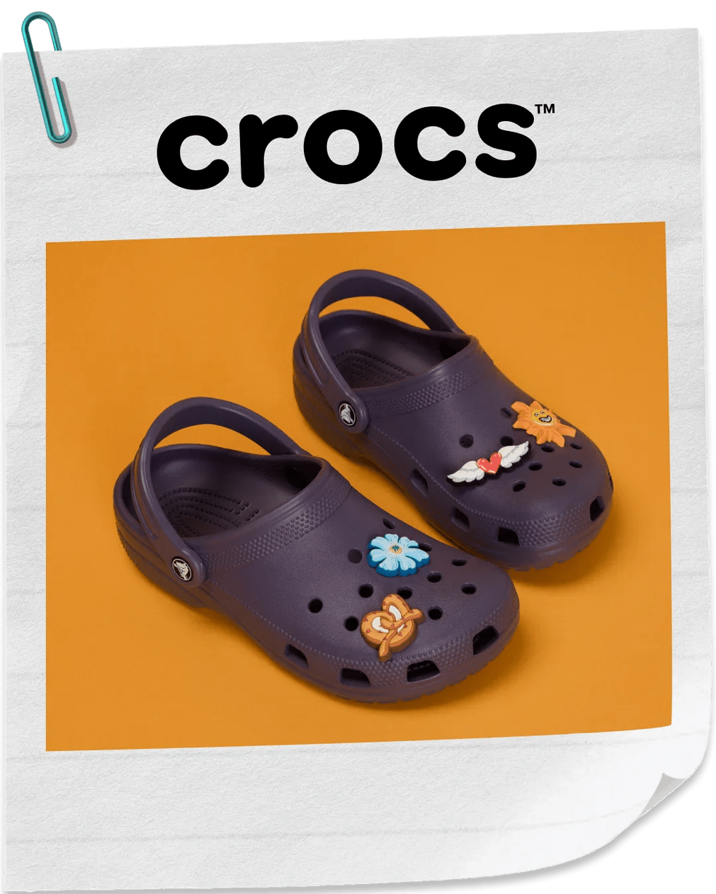 Featuring a crocs with jibbitz.