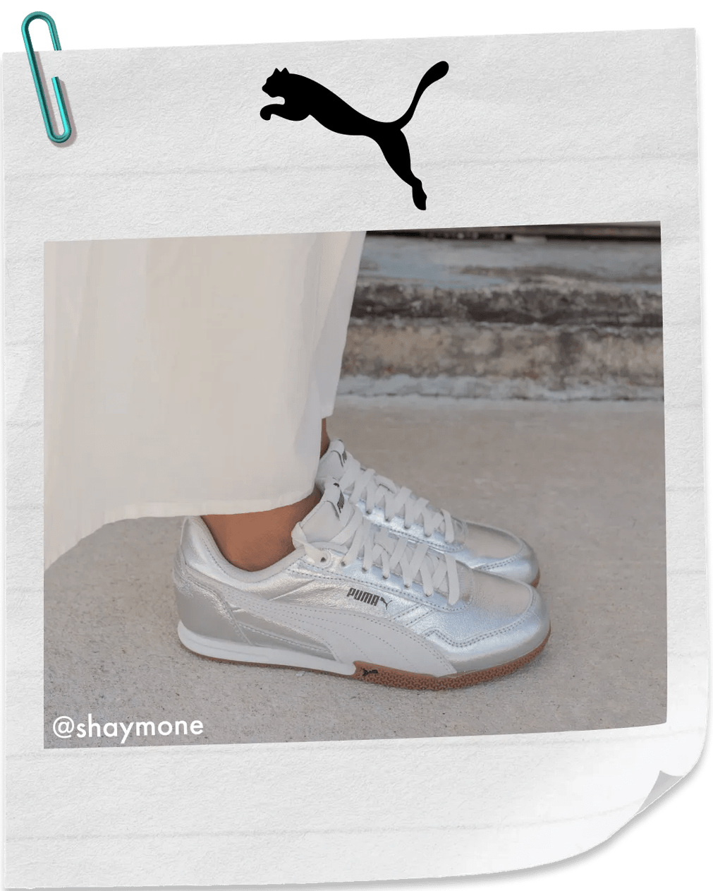 Featuring a pair of silver puna retro sneakers.