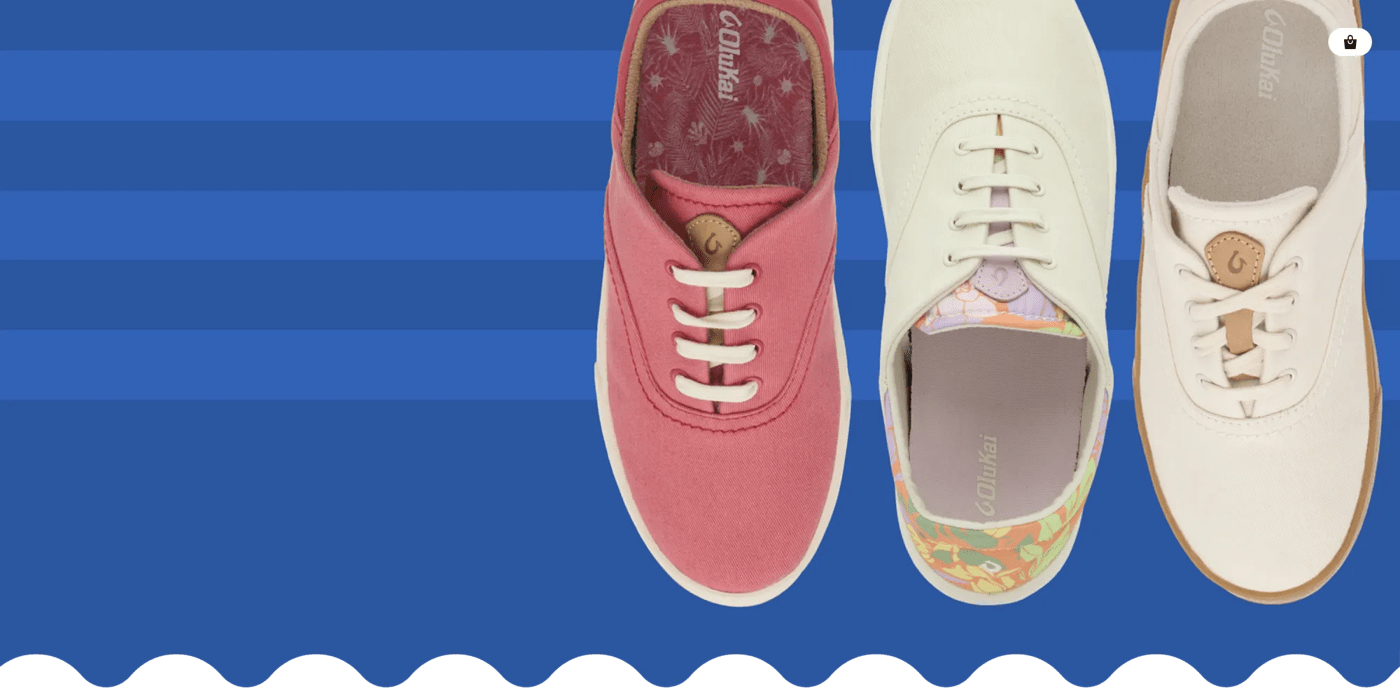 Featuring three pairs of Olukai shoes in various colors.