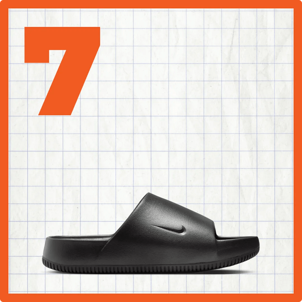 Featuring the Nike Calm. Click to shop this shoe.