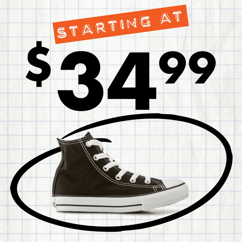 Featuring a kids' black converse from DSW.