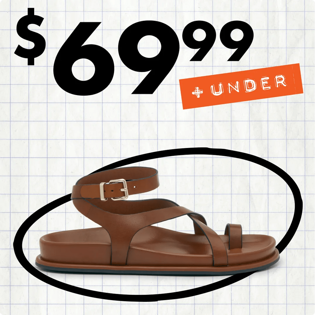Featuring a footbed sandal style on a back to school background