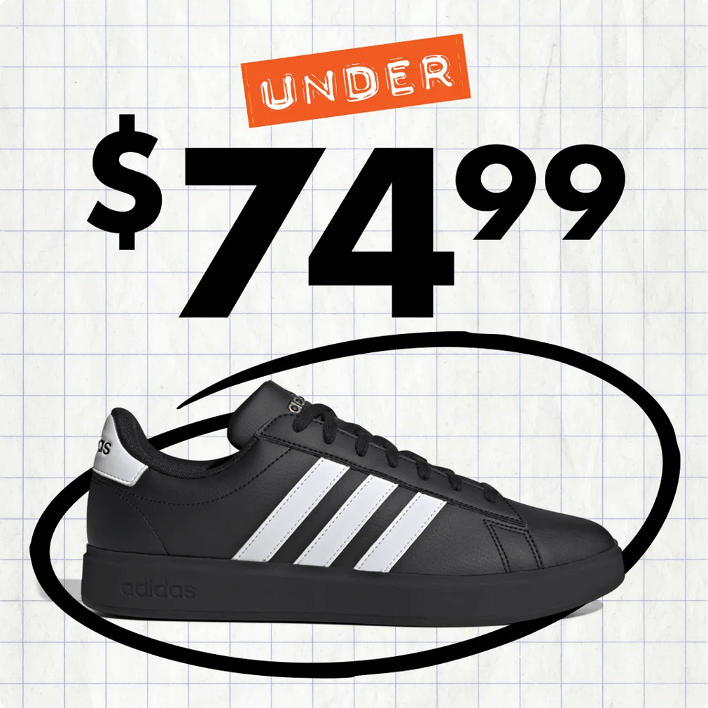 Featuring a men's fashion sneaker on a back to school background