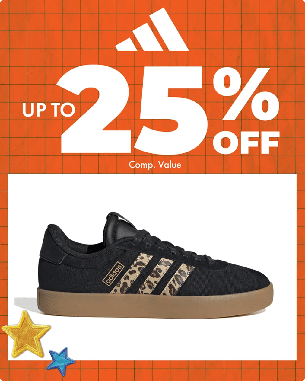 Featuring an adidas sneaker on a back-to-school background