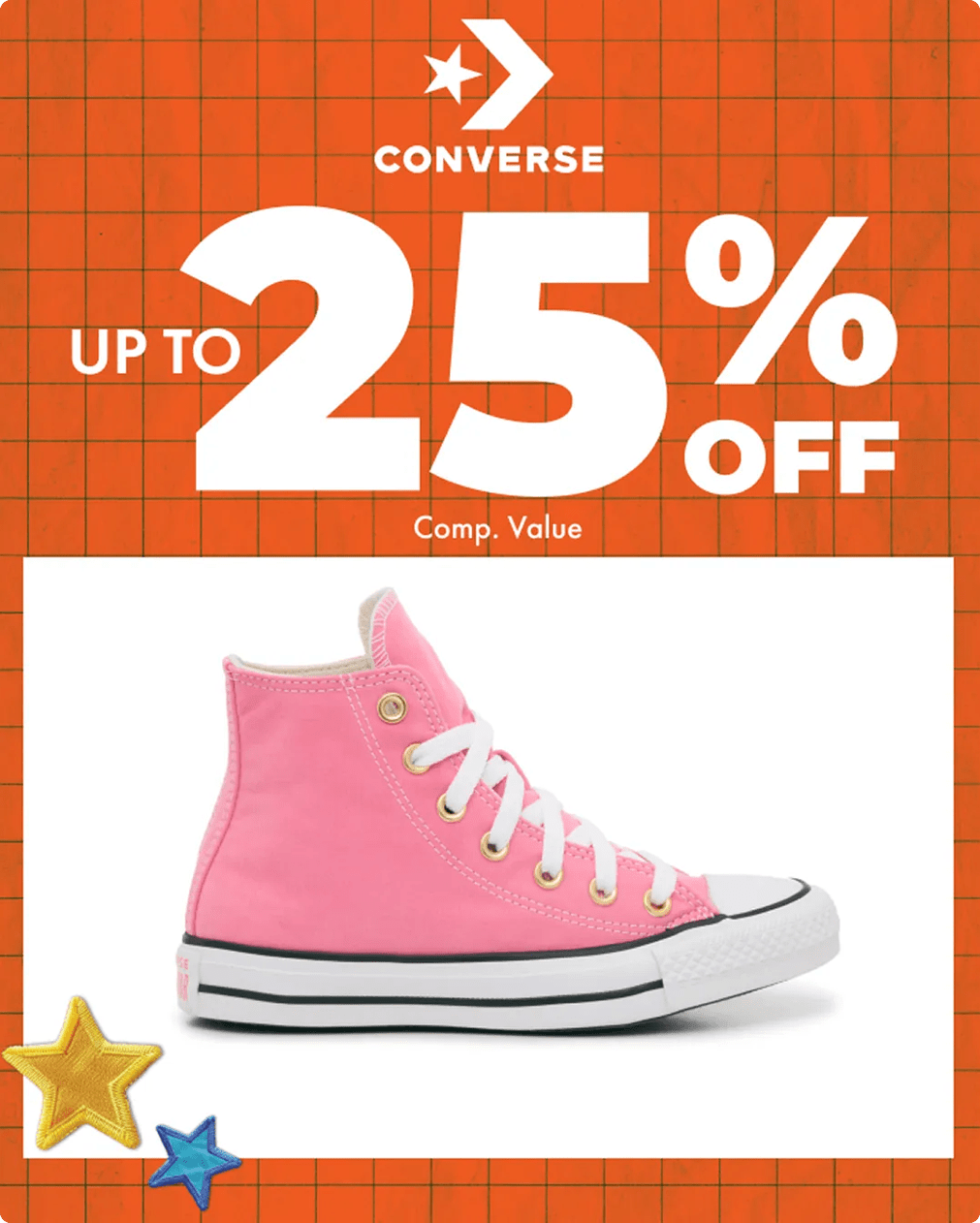 Featuring a converse sneaker on a back-to-school background