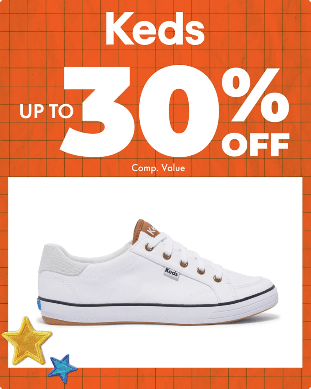 Featuring a keds sneaker on a back-to-school background
