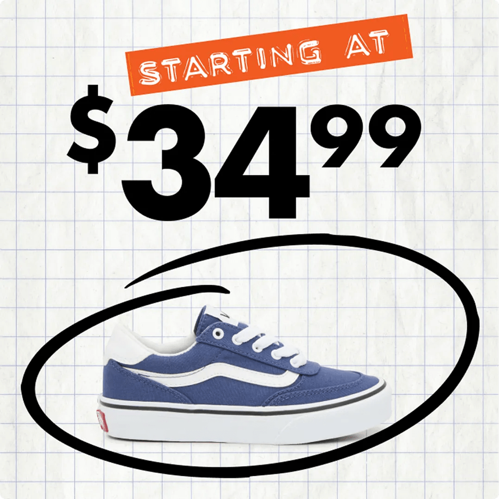 Featuring a blue athletic sneaker.