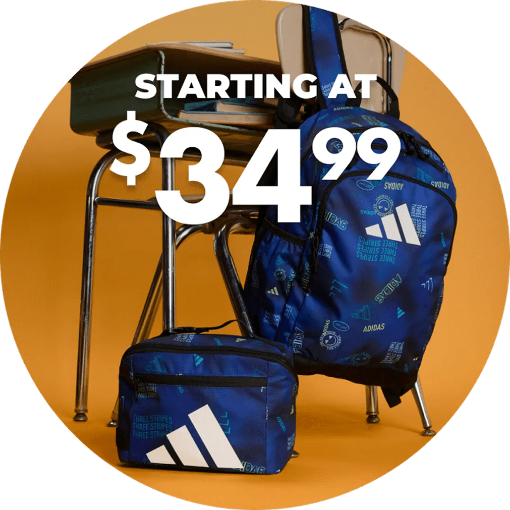Featuring a matching blue and black adidas backpack and lunch box