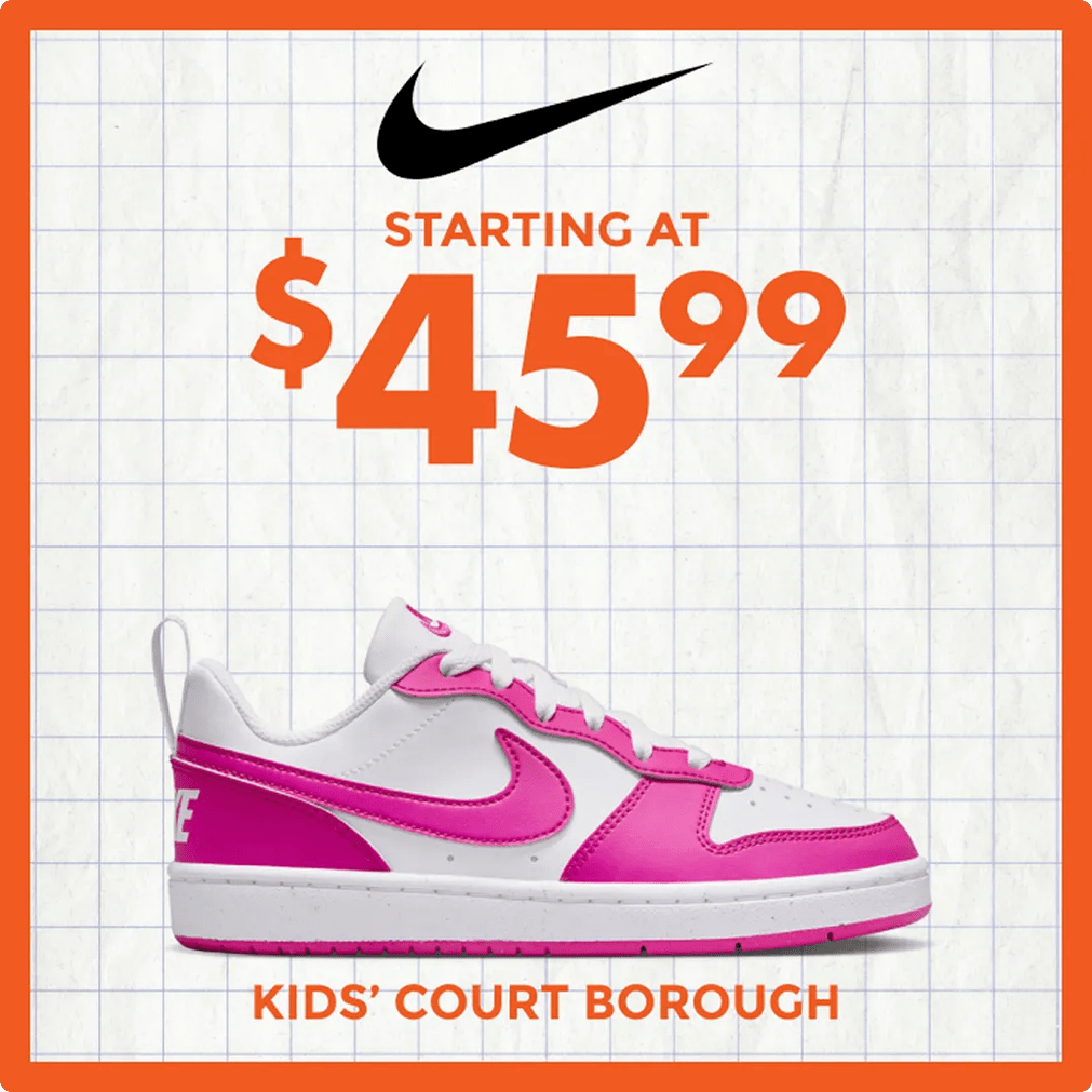 Featuring a hot pink kids' Nike Court Borough sneaker.