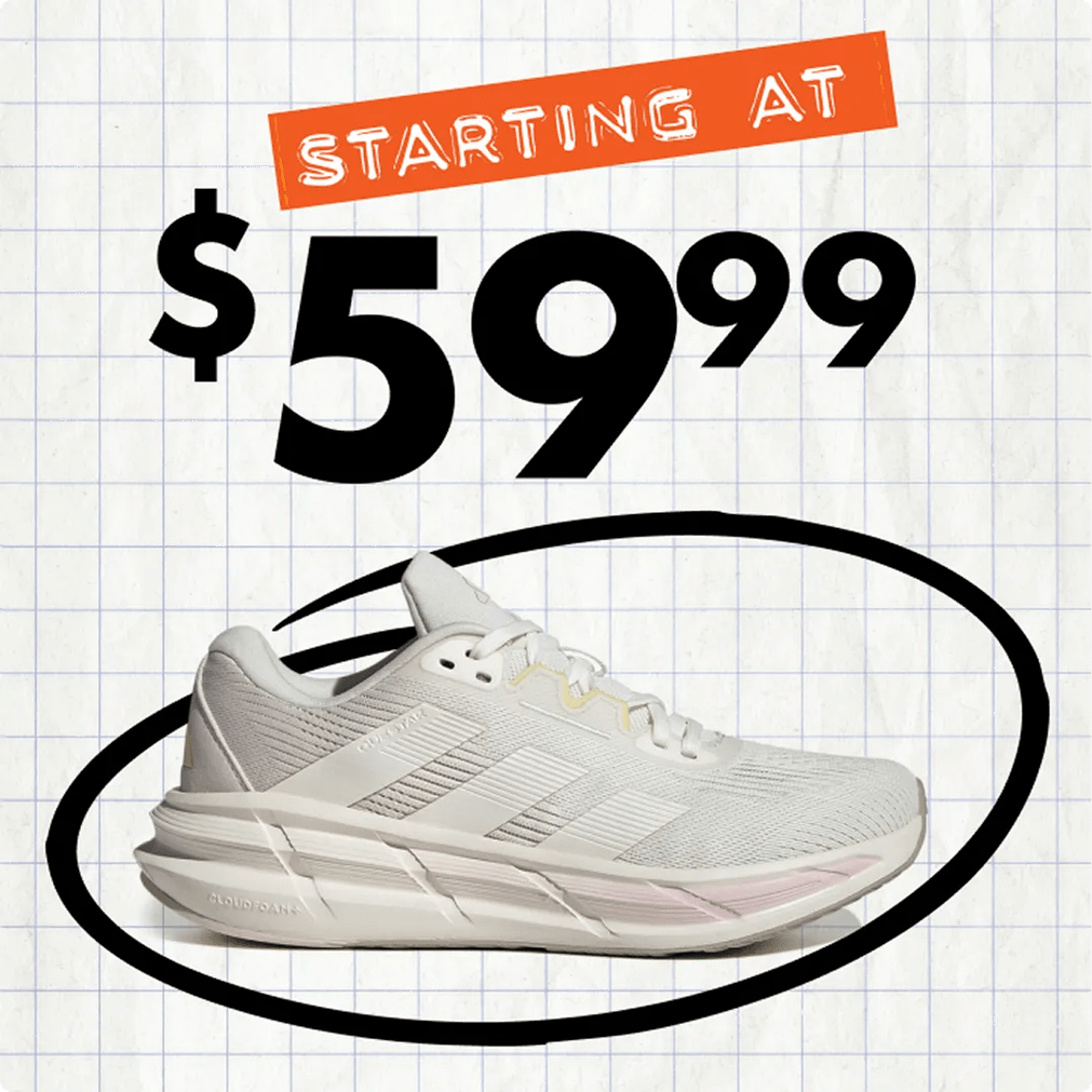 Featuring a white adidas running shoe.