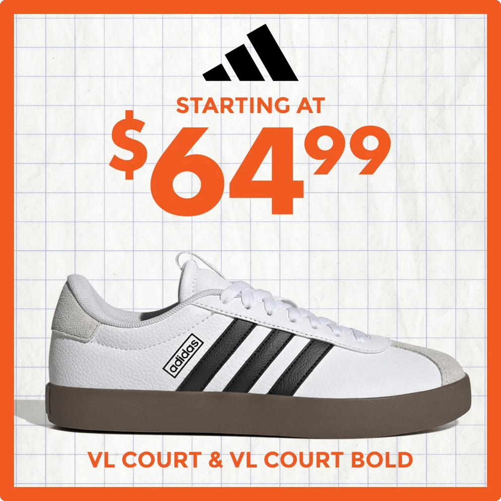Featuring a women's VL Court adidas sneaker.