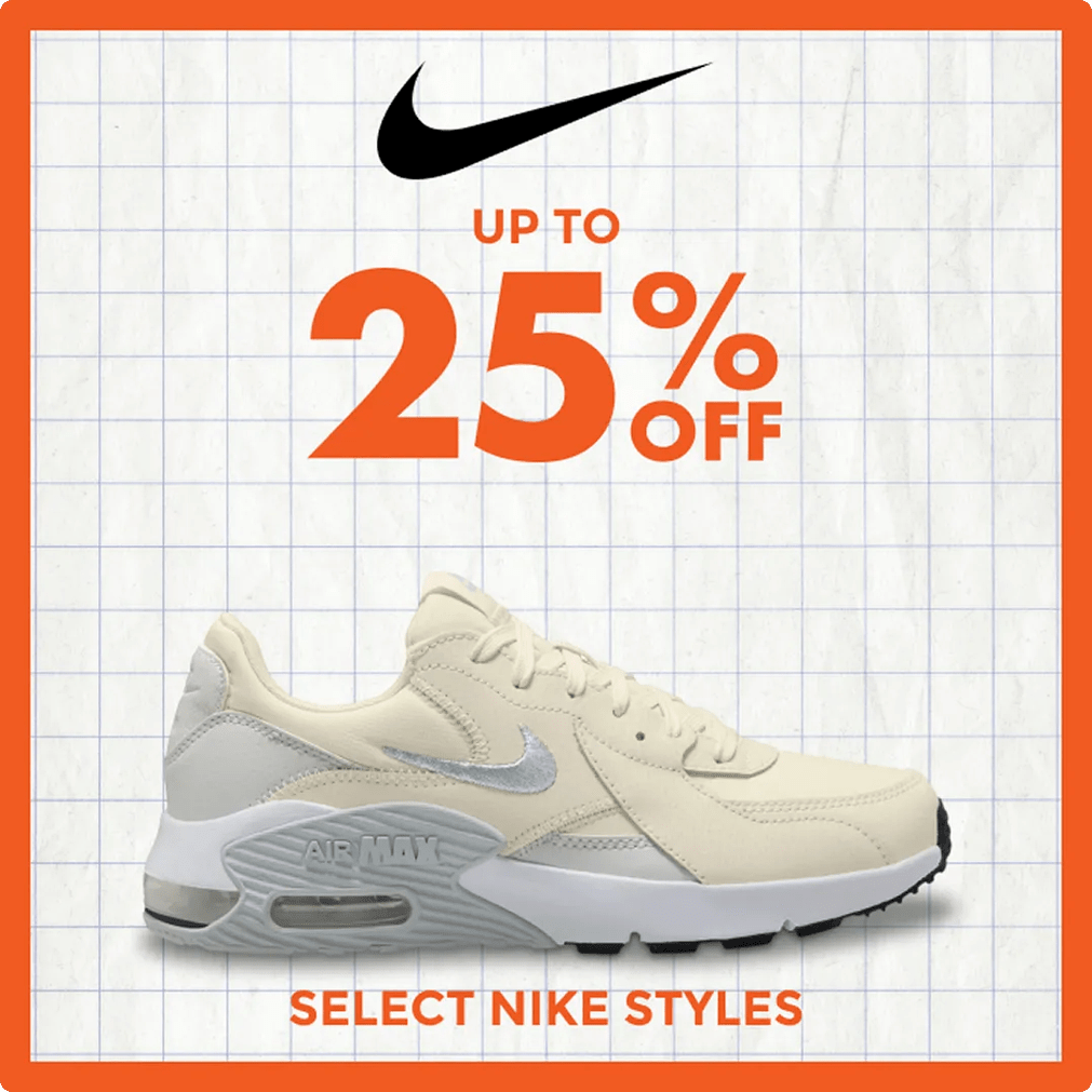 Featuring a cream Nike air Max Sneaker