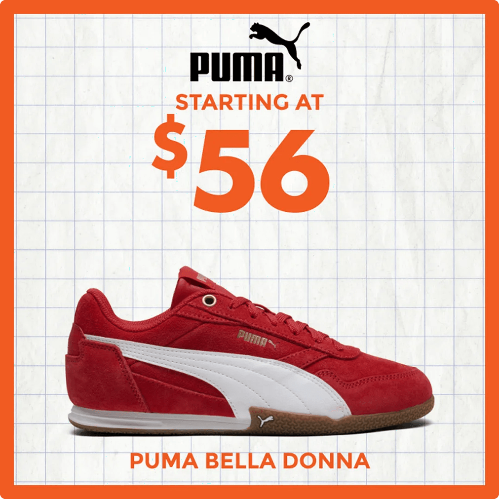 Featuring a red PUMA Bella Donna Style.
