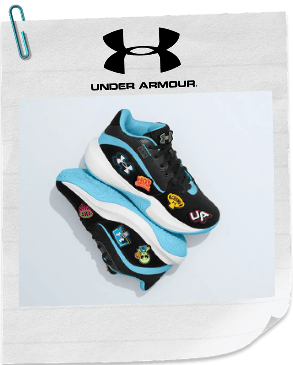 Featuring a pair of kids' Under Armour sneakers.