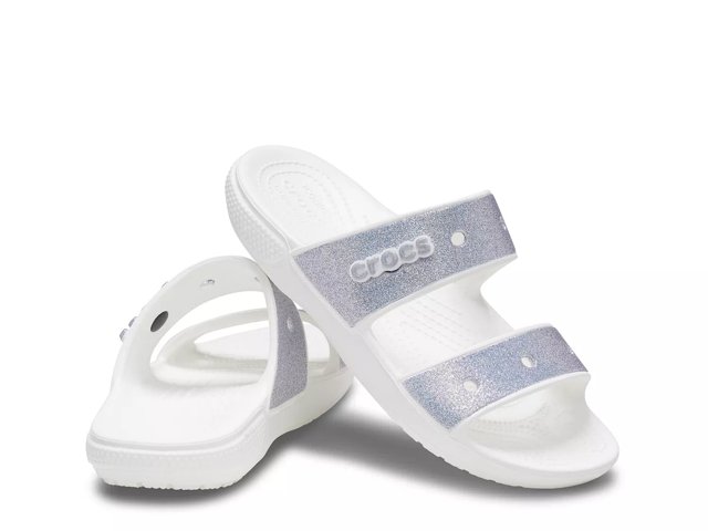 Silver crocs sandals sales