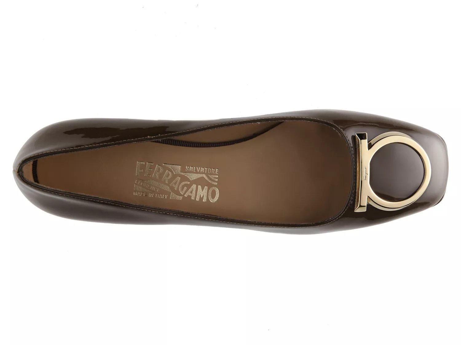 Null Salvatore Ferragamo Patent Leather Logo Flat Dsw