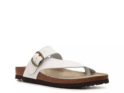 White Mountain Carly Leather Flat Sandal Free Shipping DSW