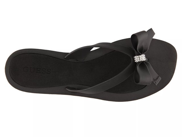 Guess black bow flip flops best sale